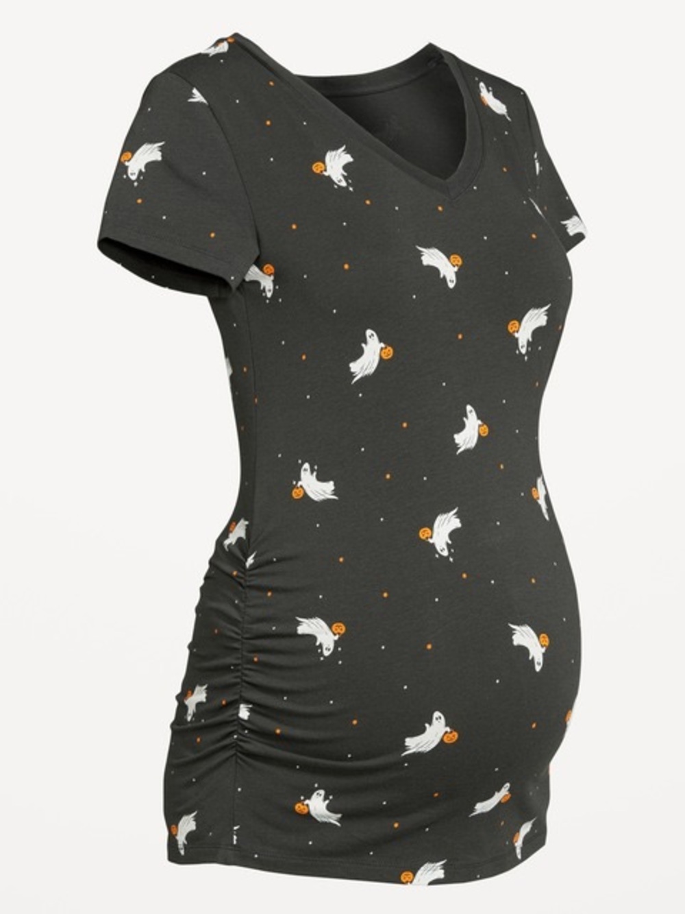 Halloween T-Shirt, Maternity, Old Navy, Short Sleeve, V-Neck, Ghost, Extra Small